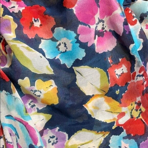 JOIE Floral Peasant Style Smocked Neck Silk Blouse Sz S - Picture 12 of 13